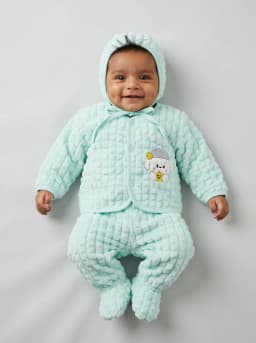 Baby Mint Green Textured Plush 5 Piece Winter Clothing Set