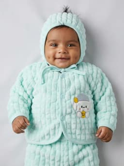 Baby Mint Green Textured Plush 5 Piece Winter Clothing Set
