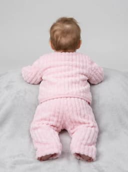 Infant Pink and White Plush Fleece Cardigan and Pyjamas Set