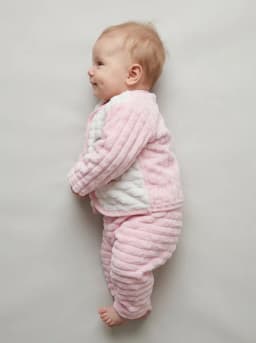 Infant Pink and White Plush Fleece Cardigan and Pyjamas Set
