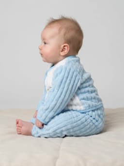 Baby Boys and Girls Light Blue and White Plush Fleece Cardigan and Pyjama Set