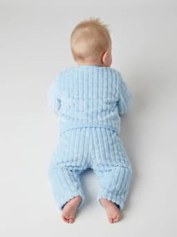 Baby Boys and Girls Light Blue and White Plush Fleece Cardigan and Pyjama Set