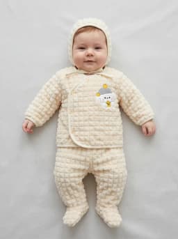 Baby Cream Textured Fleece 5-Piece Winter Set