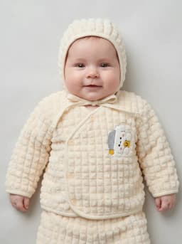 Baby Cream Textured Fleece 5-Piece Winter Set