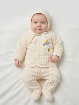 Baby Cream Textured Fleece 5-Piece Winter Set
