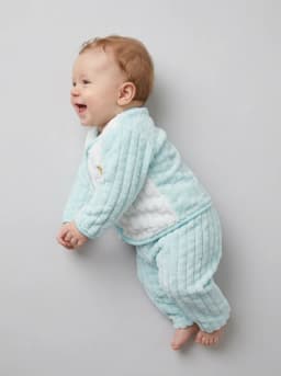 Baby Pastel Mint Blue and White Textured Fleece Top and Pyjamas Set