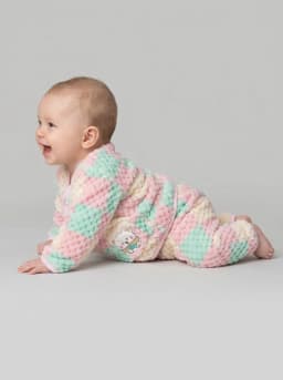 Infant Pastel Checkered Plush Fleece Top and Pyjama Set