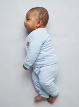 Baby Light Blue Embroidered Thermal Top and Pajama Set