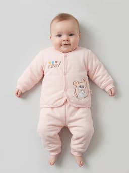Infant Baby Pink Quilted Snap-Button Top and Pyjama Set