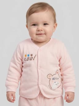 Infant Baby Pink Quilted Snap-Button Top and Pyjama Set