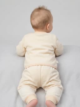 Unisex Baby Cream Ribbed Front-Snap Top and Pyjama Set
