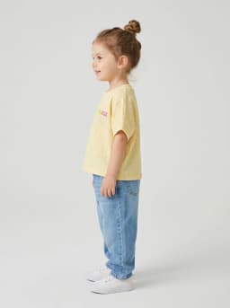 Girls Pale Yellow Textured Shimmer Batwing T-Shirt
