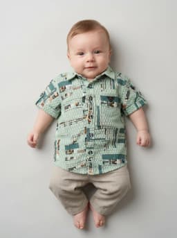 Boys Mint Green Textured Abstract Print Short Sleeve Casual Shirt