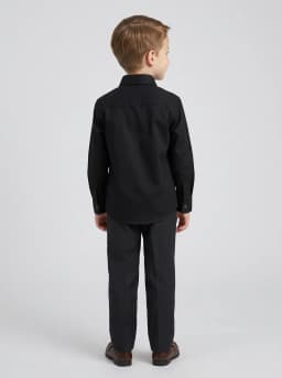 Boys Black Full Sleeve Shirt with Embellished Crest