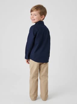 Boys Navy Blue Solid Full Sleeve Casual Shirt