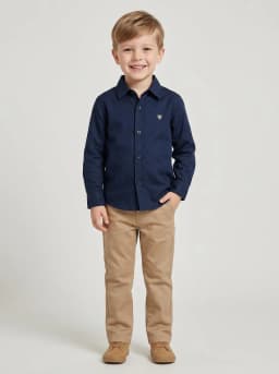 Boys Navy Blue Solid Full Sleeve Casual Shirt