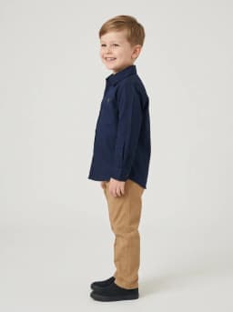 Boys Navy Blue Solid Full Sleeve Casual Shirt
