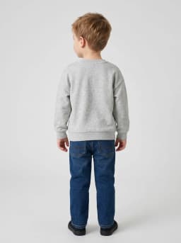 Kids Light Grey Melange Graphic Print Crew Neck Sweatshirt