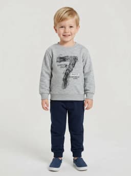 Boys Heather Grey Graphic Print Crew Neck Sweatshirt