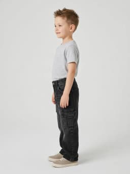 Kids Washed Black Cargo Denim Jeans