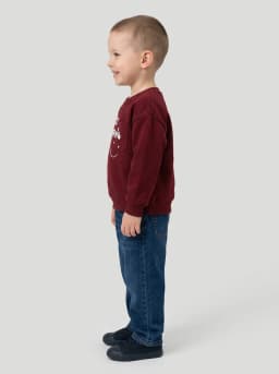 Kids Maroon Cloud Surfing Graphic Print Crew Neck Sweatshirt with Chest Pocket