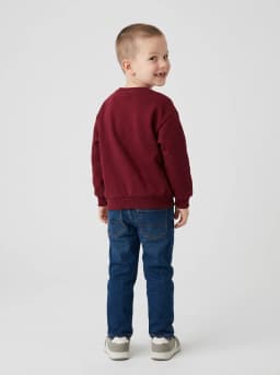 Kids Maroon Cloud Surfing Graphic Print Crew Neck Sweatshirt with Chest Pocket