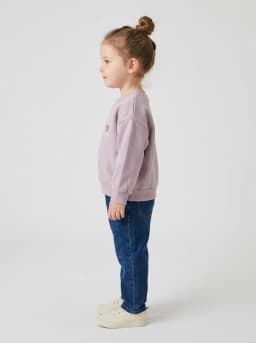Girls Light Lavender Butterfly Print Crewneck Sweatshirt