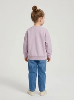 Girls Light Lavender Butterfly Print Crewneck Sweatshirt