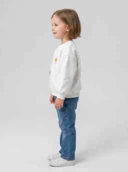 Girls White Butterfly Graphic Crew Neck Sweatshirt