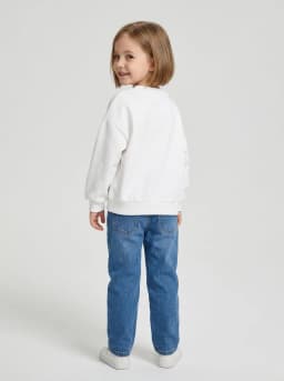 Girls White Butterfly Graphic Crew Neck Sweatshirt
