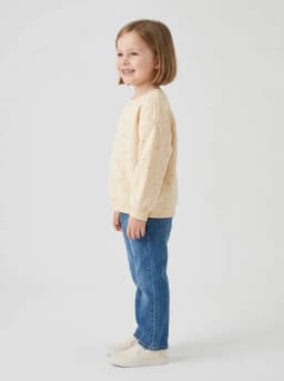 Girls Butter Cream Heart Print Crew Neck Sweatshirt