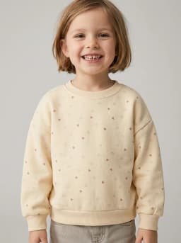 Girls Butter Cream Heart Print Crew Neck Sweatshirt