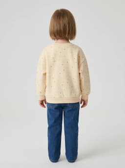 Girls Butter Cream Heart Print Crew Neck Sweatshirt