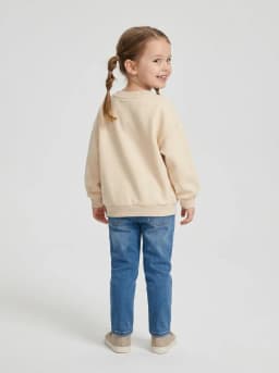 Girls Pale Beige Hand Draw Bows Embroidered Sweatshirt
