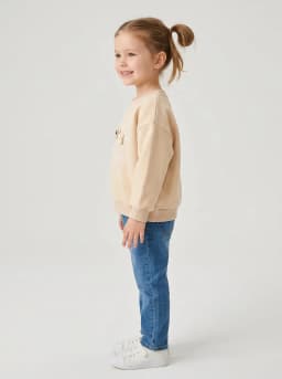 Girls Pale Beige Hand Draw Bows Embroidered Sweatshirt
