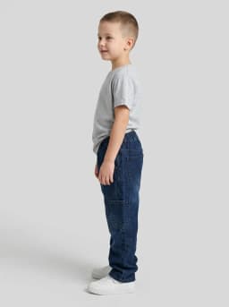 Boys Dark Blue Washed Distressed Denim Jeans