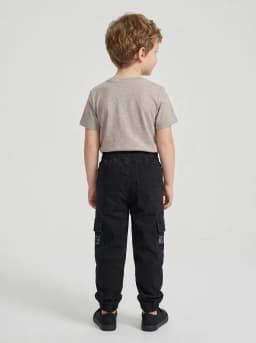 Kids Black Cargo Jogger Pants with Pockets