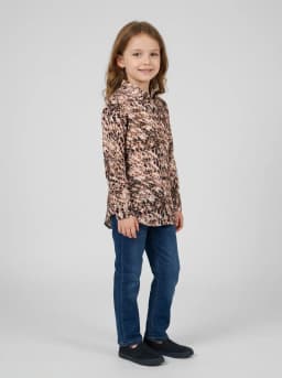 Girls Beige and Dusty Pink Leopard Print Casual Shirt