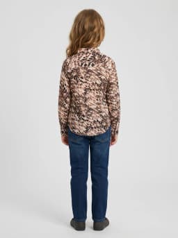 Girls Beige and Dusty Pink Leopard Print Casual Shirt
