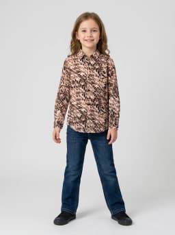 Girls Beige and Dusty Pink Leopard Print Casual Shirt