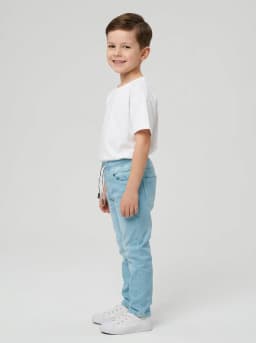 Unisex Sky Blue Washed Denim Jogger Jeans with Drawstring