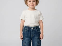 Kids Dark Blue Washed Denim Relaxed Utility Jeans