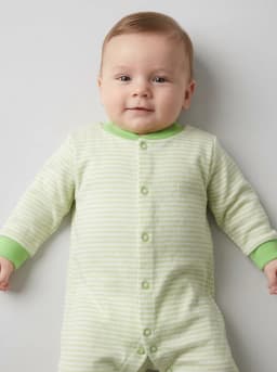 Baby Pack of 3 Green and White Printed Footed Sleepsuits