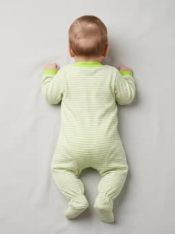 Baby Pack of 3 Green and White Printed Footed Sleepsuits