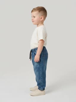 Unisex Mid-Blue Washed Denim Jogger Jeans with Drawstring