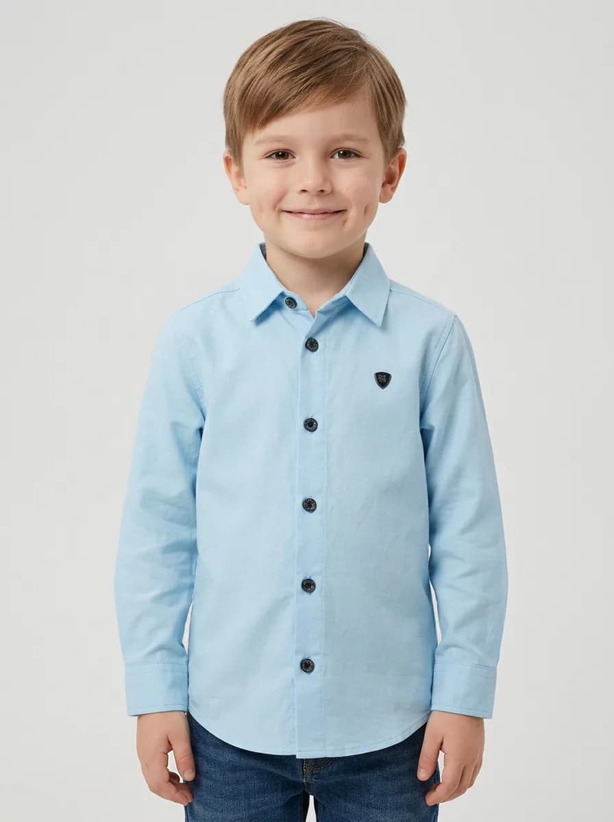 Boys Light Sky Blue Full Sleeve Casual Shirt